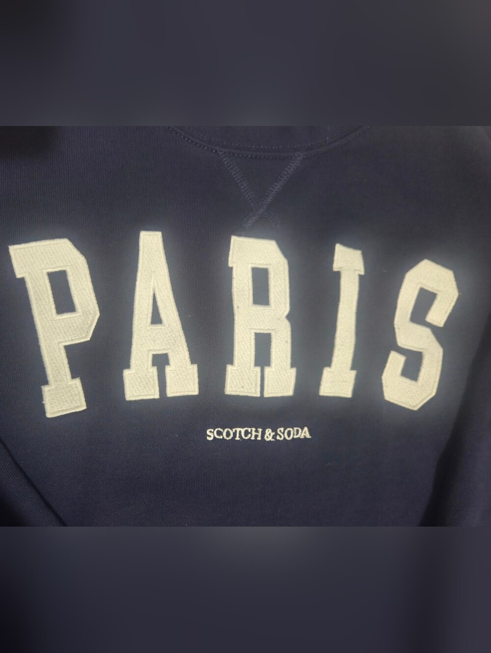 Scotch & Soda Navy Blue PARIS Sweatshirt with White Lettering - Picture 3 of 8